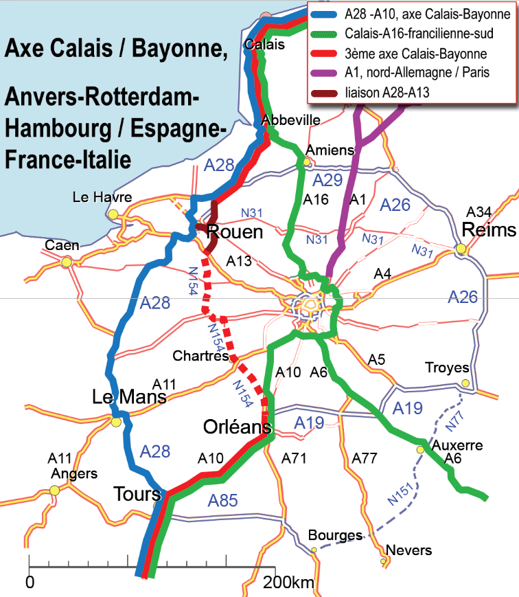 Un troisième axe Calais-Bayonne, le second passant par Rouen, pour quoi faire ? Sinon pour justifier une privatisation d'une route nationale essentielle pour les habitants ?